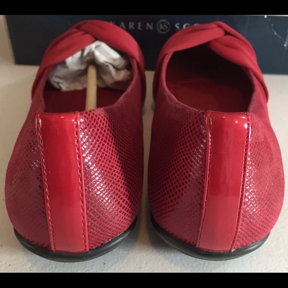 Sold-Karen Scott Flats Dark Red Leather Satin Bow Sz 7.5 - Picture 6 of 10